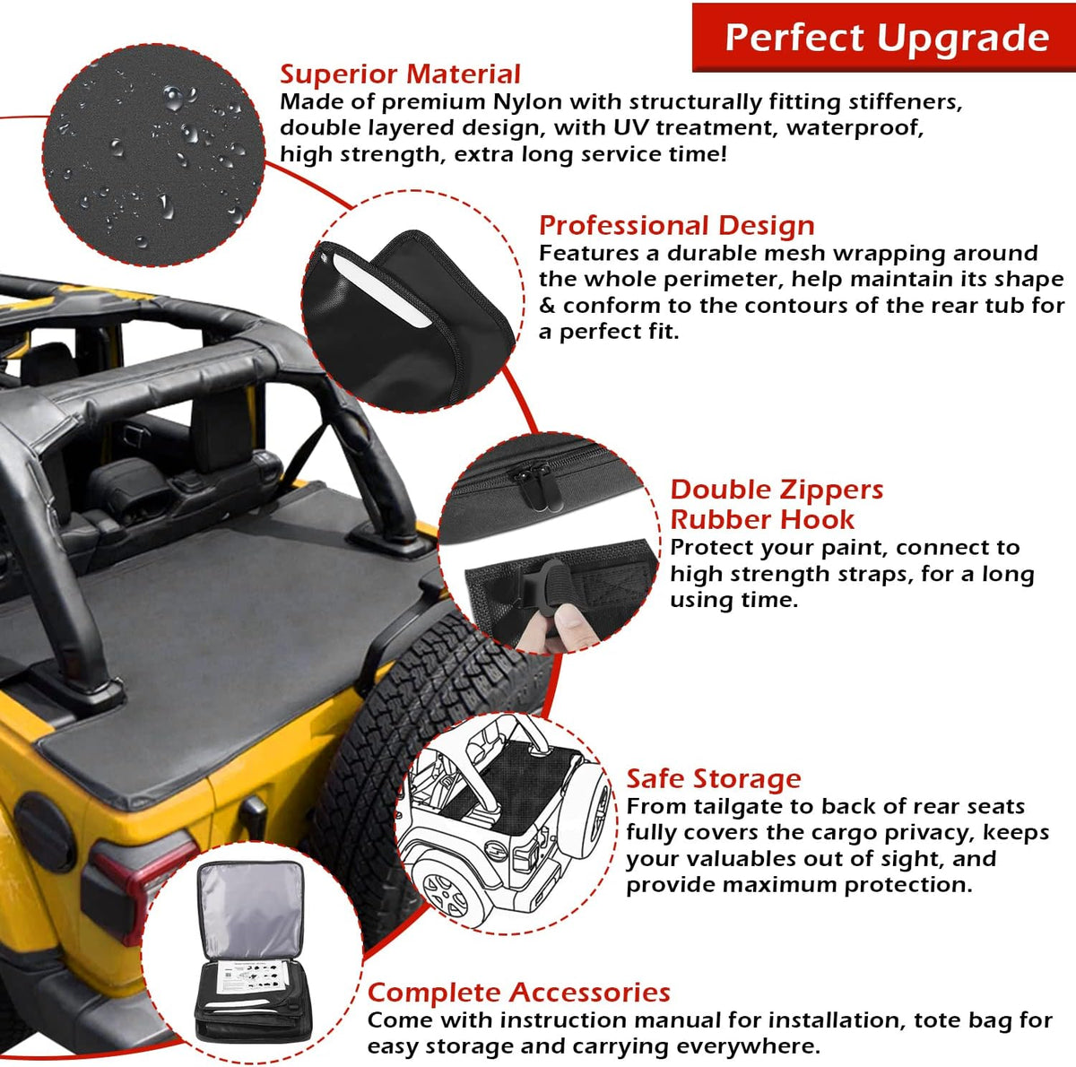 Black Vinyl Tonneau Cover 3 pcs Q91382