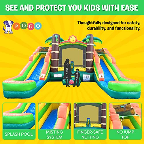 Tropical Inflatable Bounce House with Double Water Slides, 16.5 x 15 x 11 Foot A167