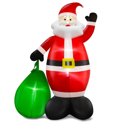 14 Ft by 8.5 Ft Giant Christmas Inflatable Santa Claus with Gift Bag Outdoor Decorations F12027
