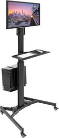 Adjustable Mobile Dual Monitor PC Workstation Cart with Keyboard Tray N375335
