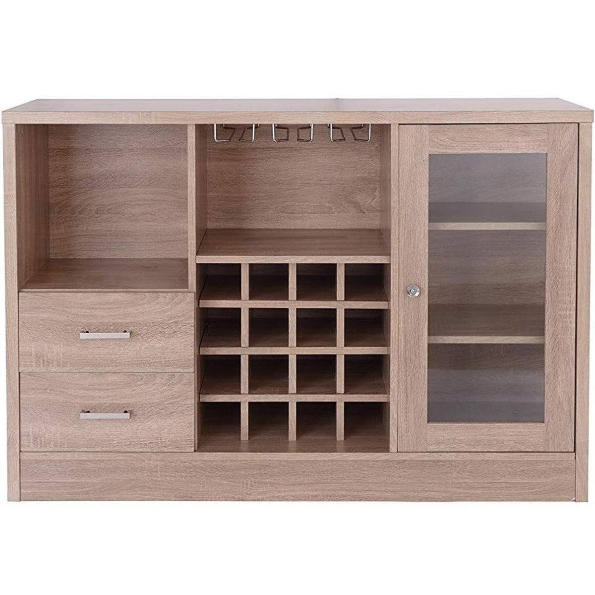 Contemporary Wooden Server with Side Door Storage Cabinets and Two Drawers Brown Y42442