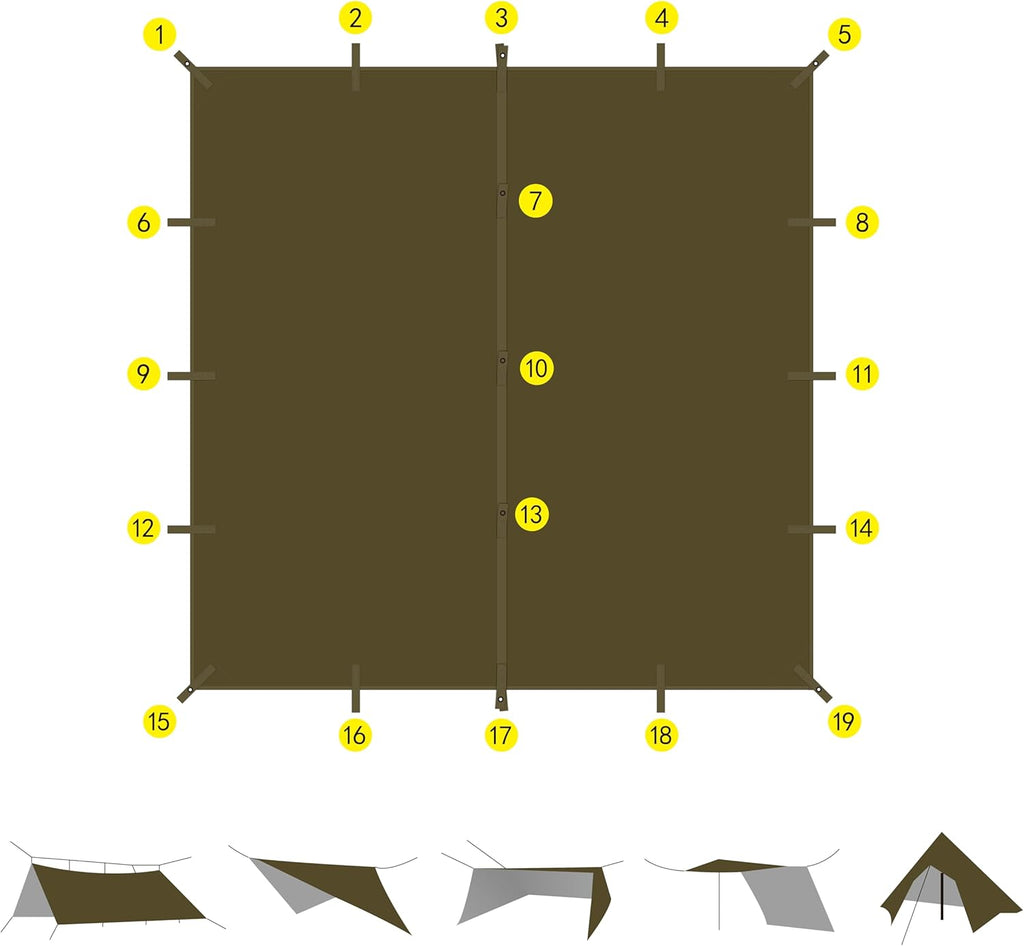 70D Nylon 10''X10'' Waterproof Camping Tarp O5030