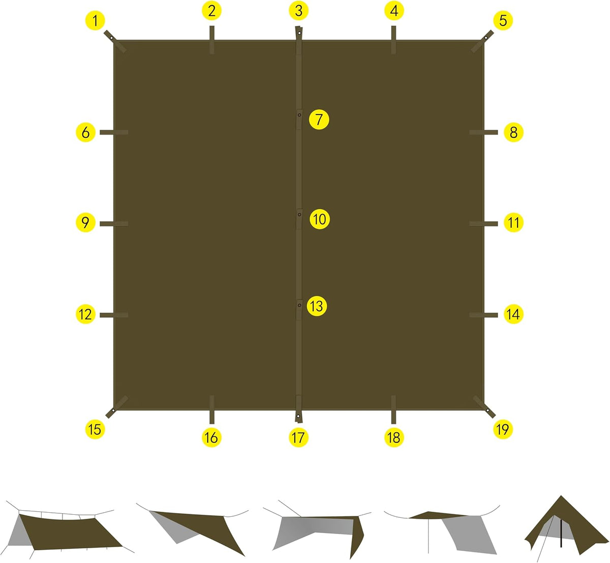 70D Nylon 10''X10'' Waterproof Camping Tarp O5030