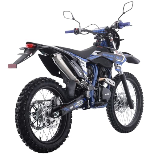 Blue 250 Dirt Bike 5-Speed Manual Transmission 21"/18" Wheels Electric/Kick Start E683