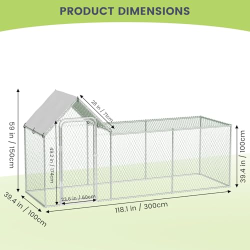Large Metal Chicken Coop with Waterproof Cover S821600