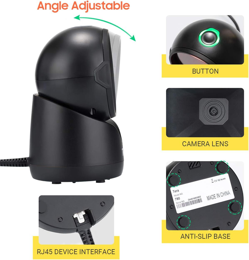 Desktop Omnidirectional Barcode Scanner with Adjustable Scan Head O793