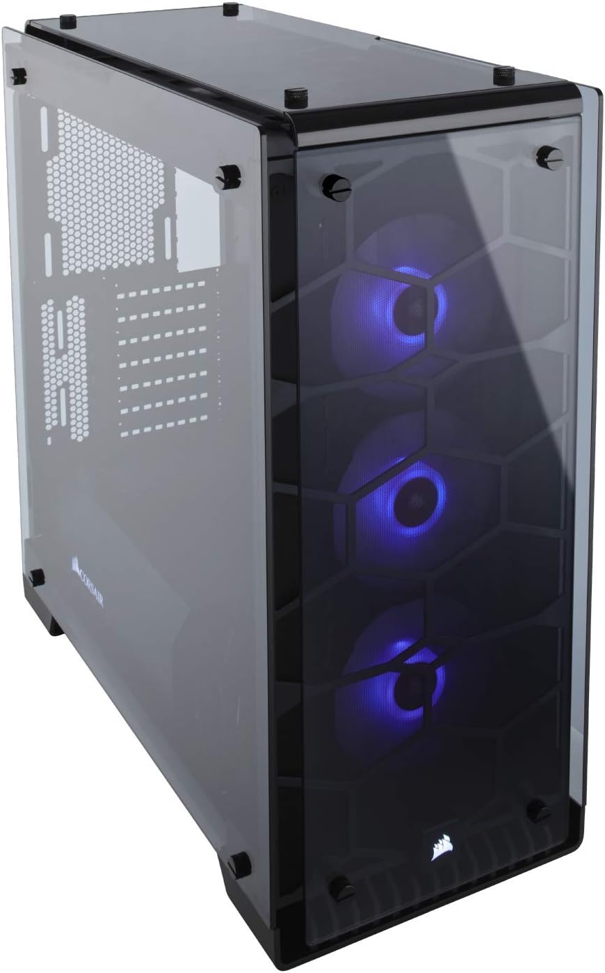 Black Mid-Tower Case with 3 RGB Fans Tempered Glass N108111