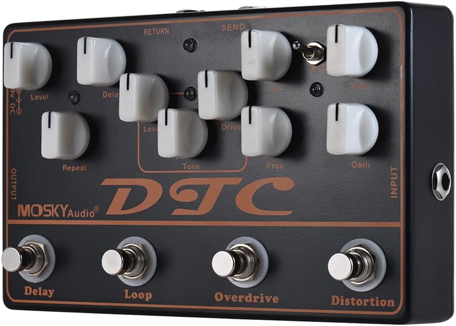 4-in-1 Electric Guitar Effects Pedal Distortion Overdrive Loop Delay D12342