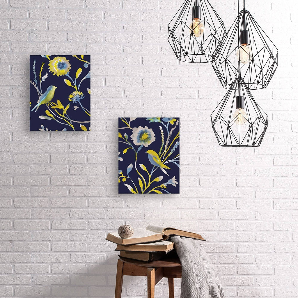 Birds and Feathers Canvas Art Set of II 16 inch x 20 inch M6676