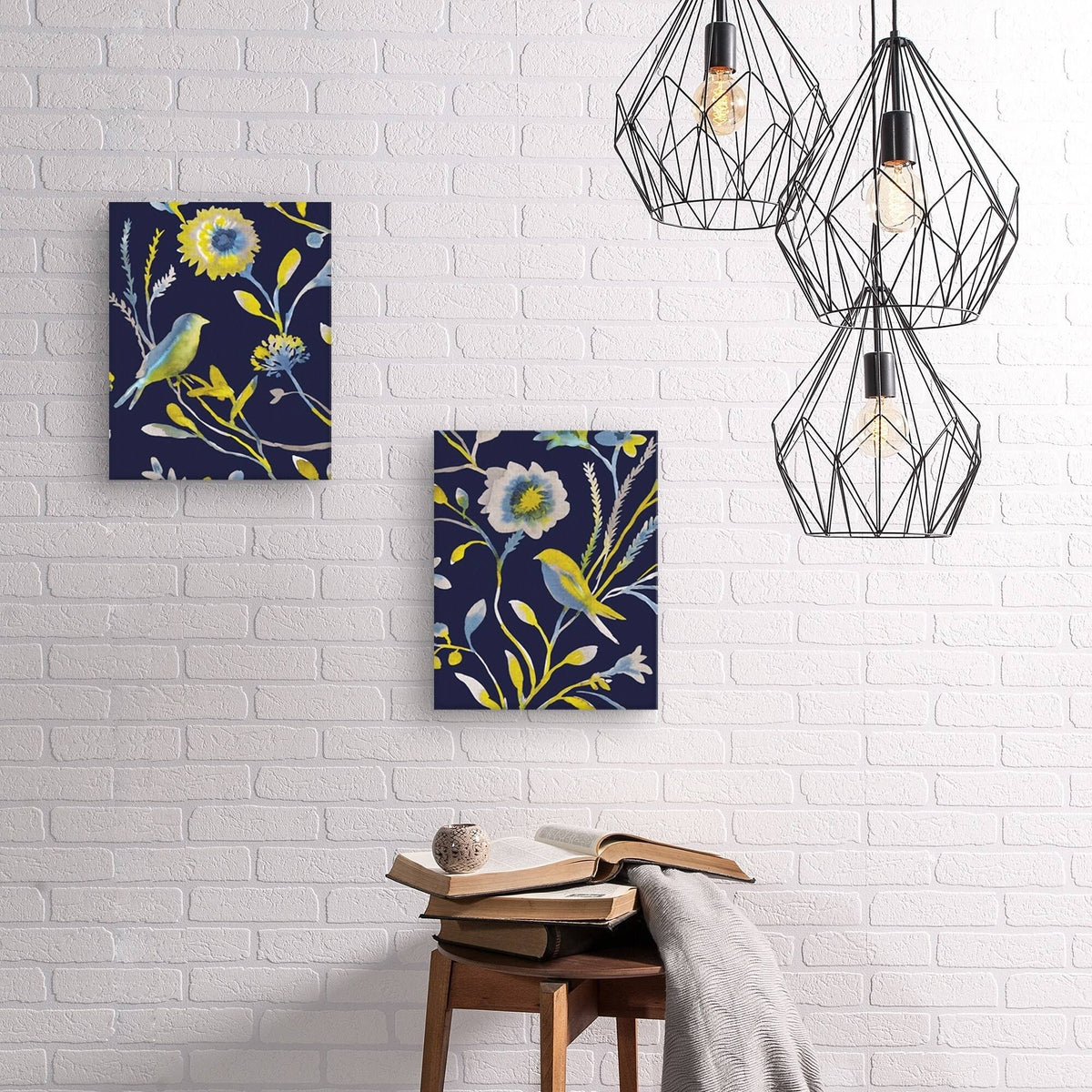 Birds and Feathers Canvas Art Set of II 16 inch x 20 inch M6676