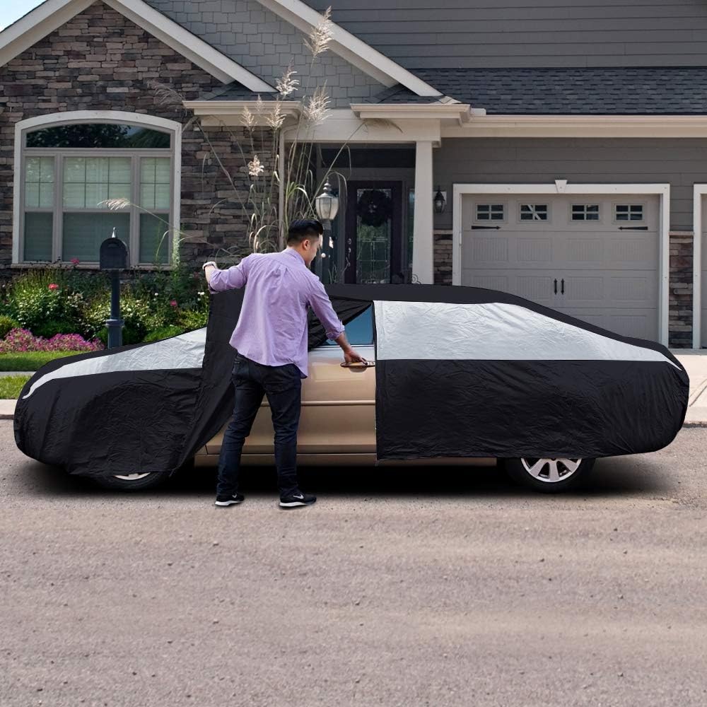 Jet Black Poly 210T Car Cover for Sedans X72559