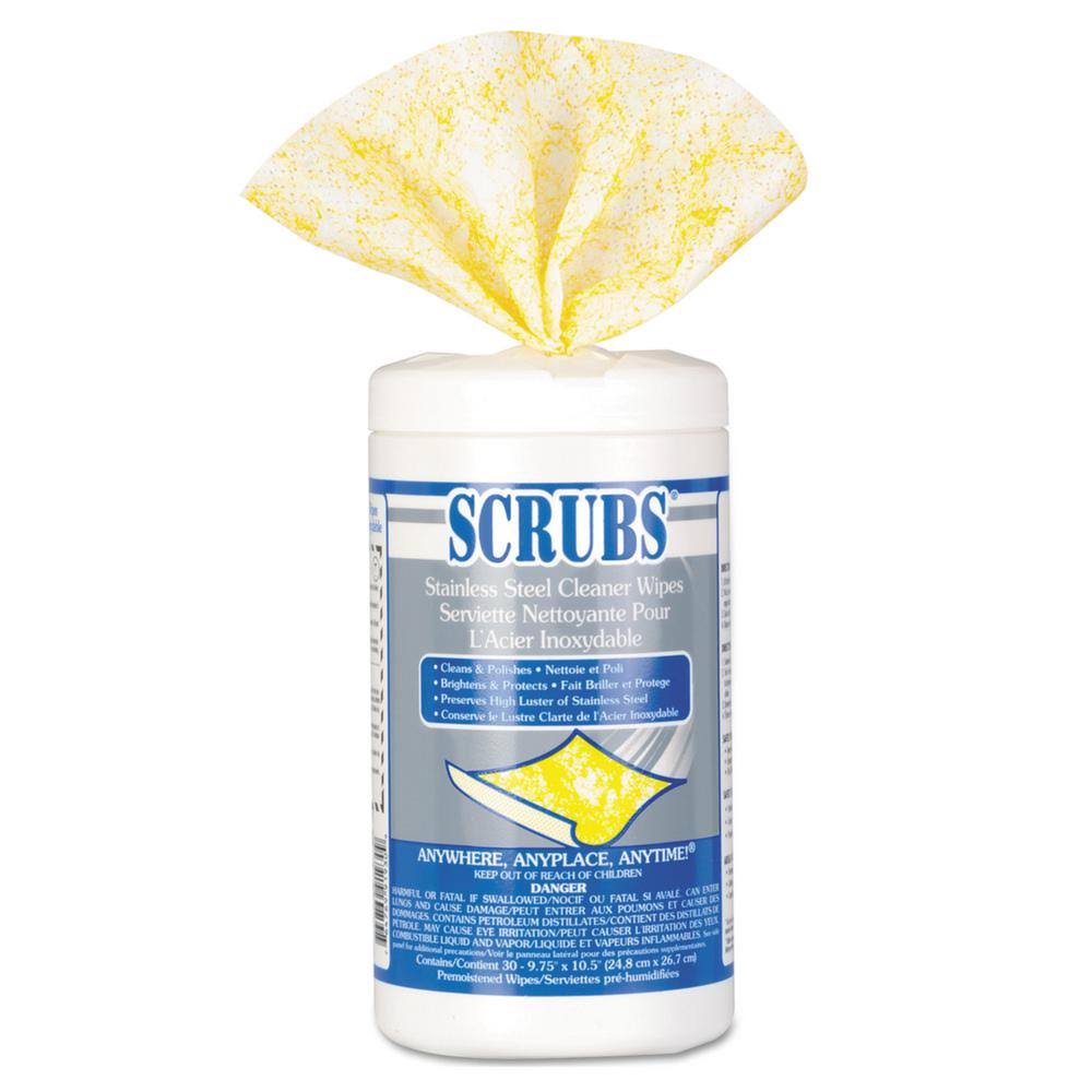 Stainless Steel Cleaner Wipes 30 Wipes 6 Canisters Y4959