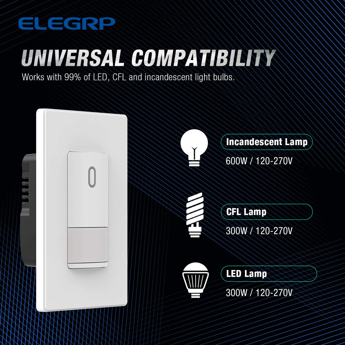Matte White Motion Sensor Light Switch 6 Pack K862