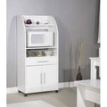 Pure White Microwave Kitchen Cart V730