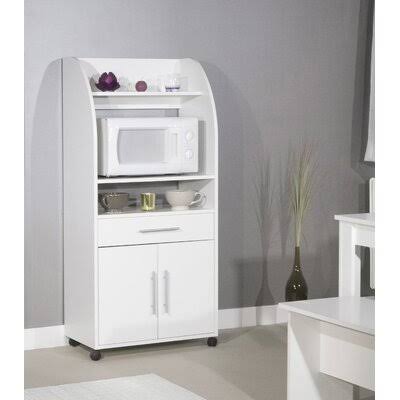 Pure White Microwave Kitchen Cart V730
