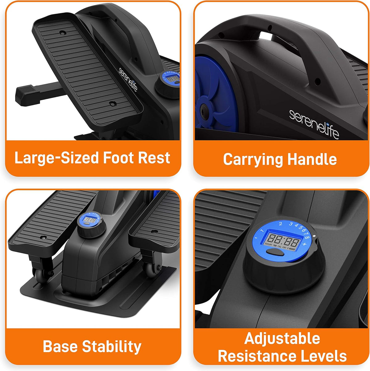 Compact Ergonomic Under Desk Elliptical Machine with 8 Resistance Level X7625