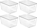Clear Stackable Storage Bins with Lids, Large Plastic Containers with Handle H5967
