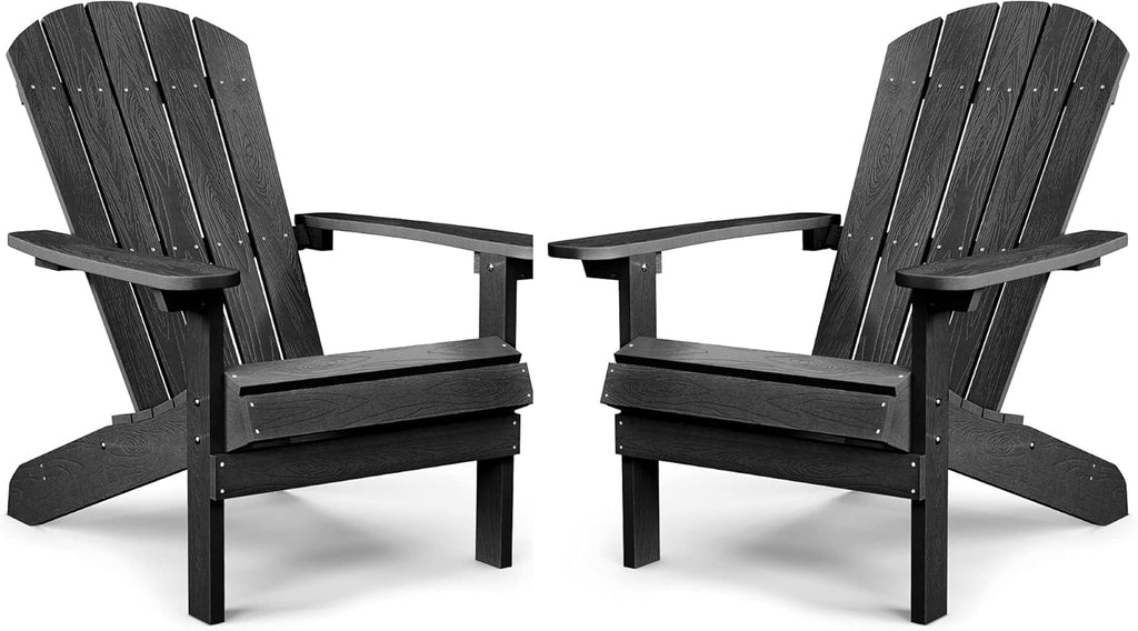 Black Plastic Adirondack Chairs Set of 2 X6519