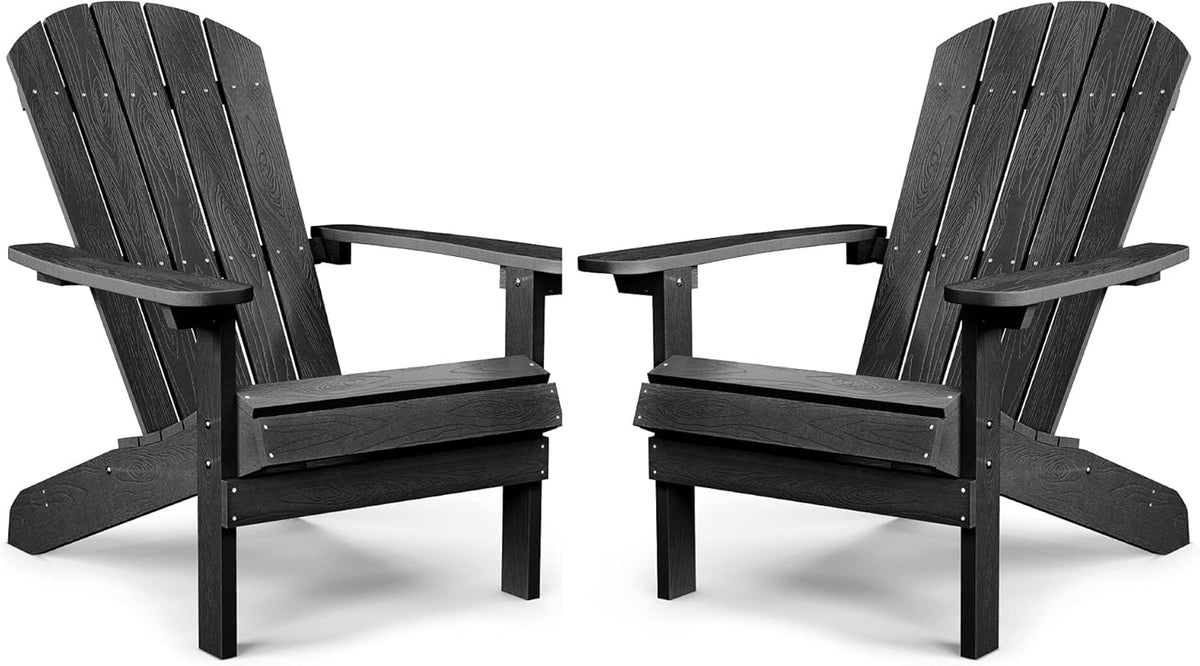 Black Plastic Adirondack Chairs Set of 2 X6519
