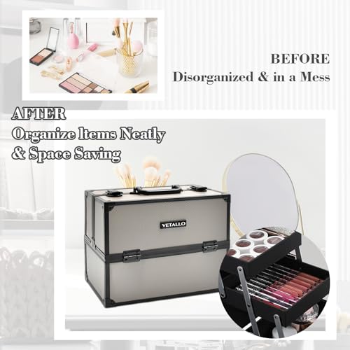 Large Black Portable Makeup Train Case R498923