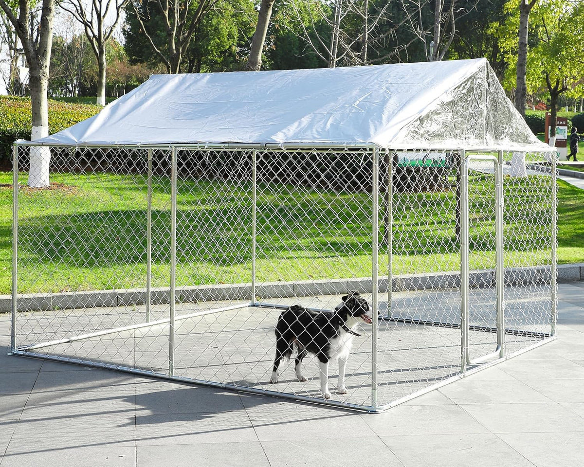10x10x7FT Large Outdoor Dog Kennel with Roof H7070