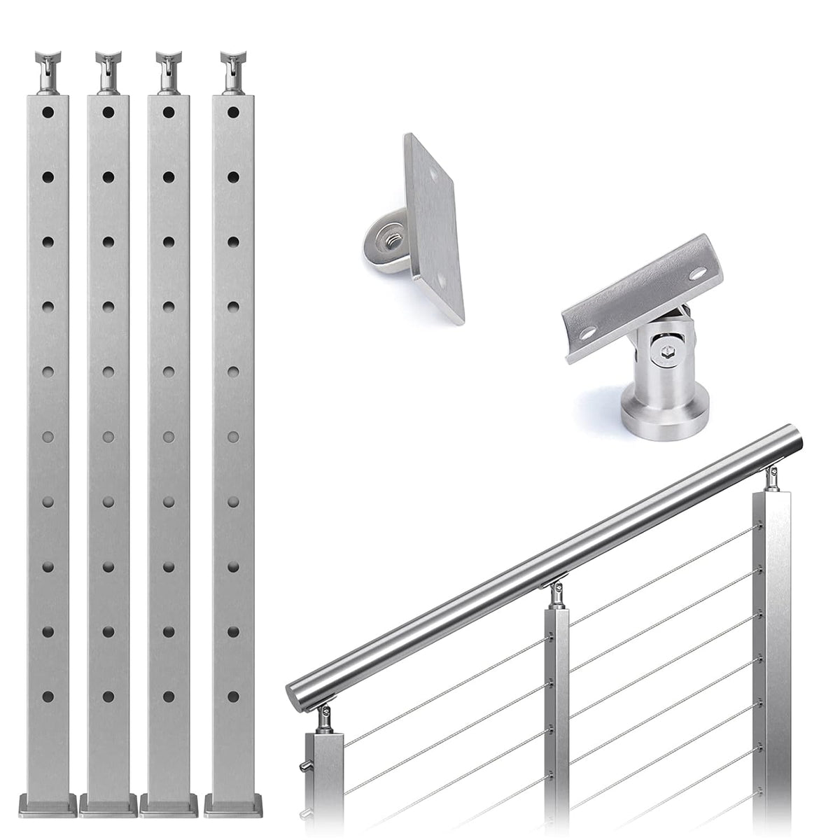 4 Pack Stainless Steel Cable Railing Post O142
