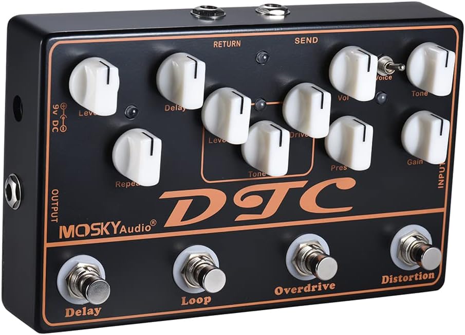 4-in-1 Electric Guitar Effects Pedal Distortion Overdrive Loop Delay D12342