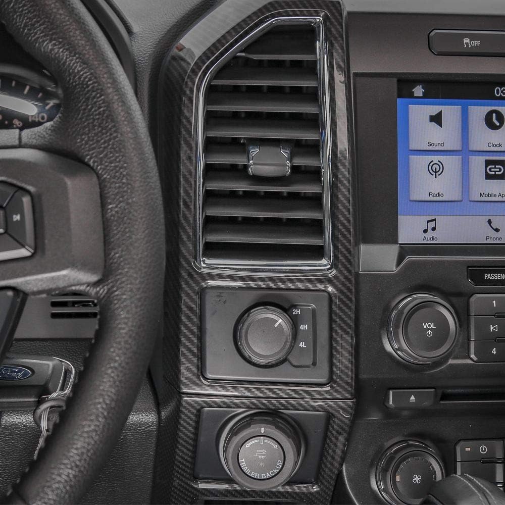 Carbon Fiber Central Console Air Conditioner Panel Trim 5pcs Y5401