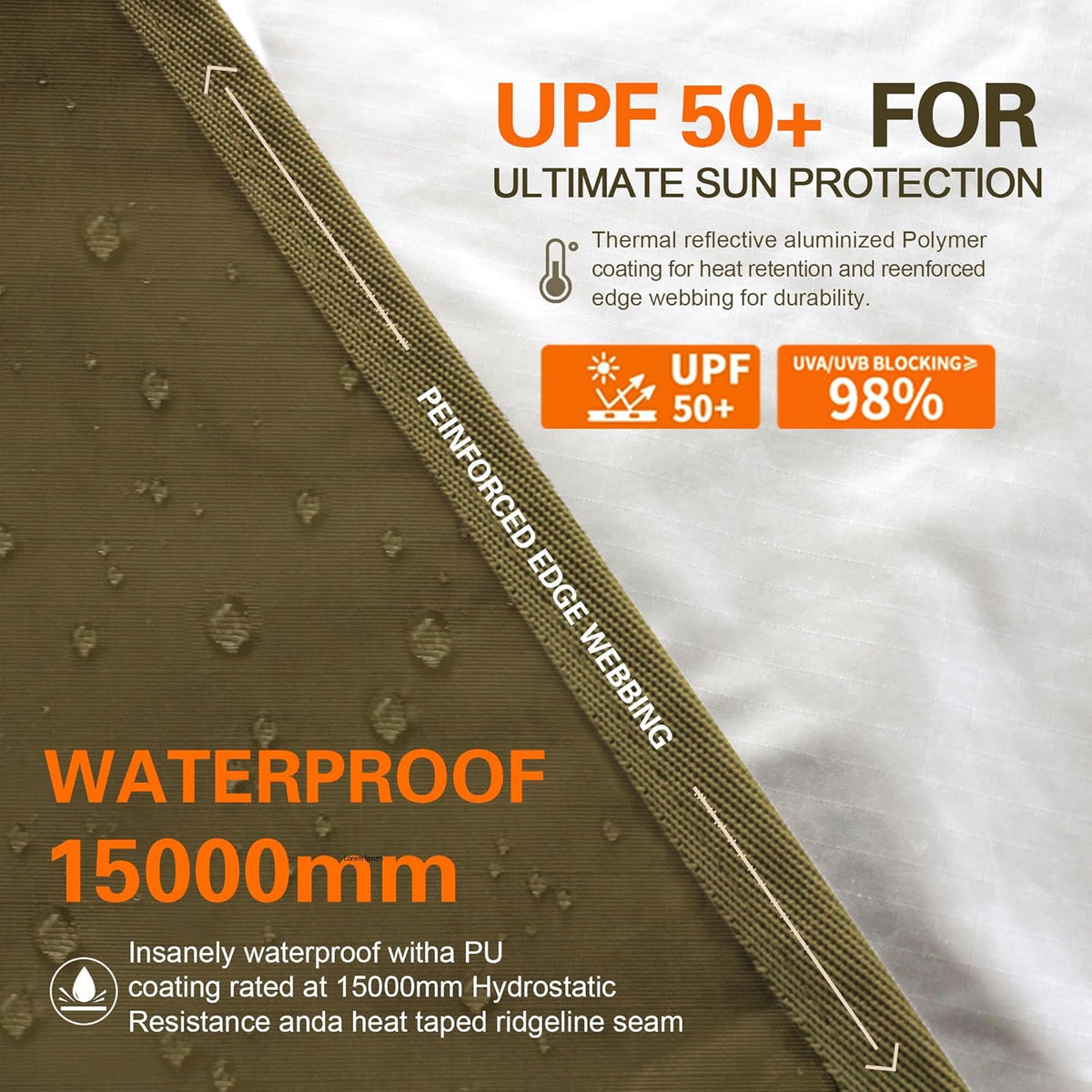 70D Nylon 10''X10'' Waterproof Camping Tarp O5030
