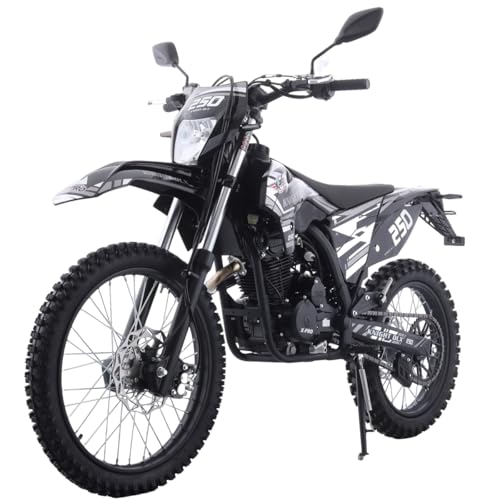 Blue 250 Dirt Bike 5-Speed Manual Transmission 21"/18" Wheels Electric/Kick Start E683