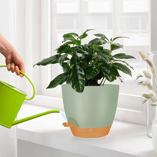 8/7/6.5/6/5.5/5 Inch White Self Watering Plastic Planters W463