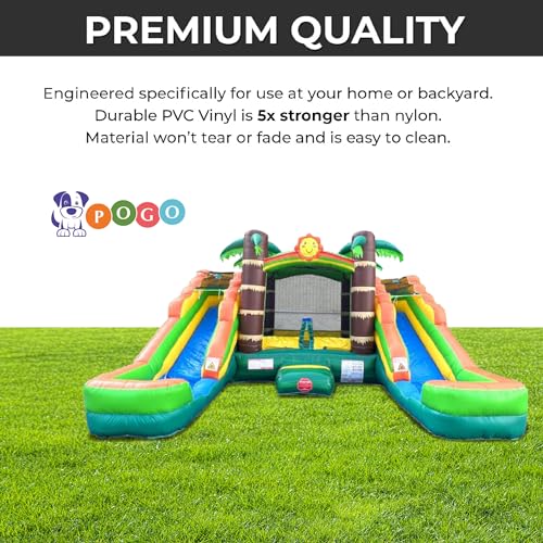 Tropical Inflatable Bounce House with Double Water Slides, 16.5 x 15 x 11 Foot A167