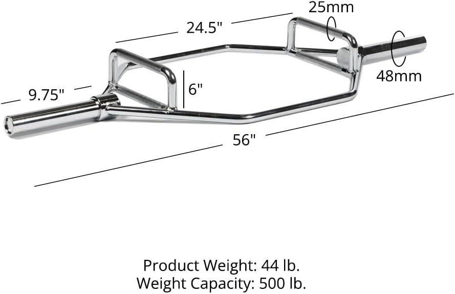 Olympic 2in Hex Trap Bar, Rated 500 LB, Knurled Grips E7502