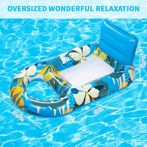 Heavy Duty Inflatable Pool Float with Cup Holder Backrest F35060