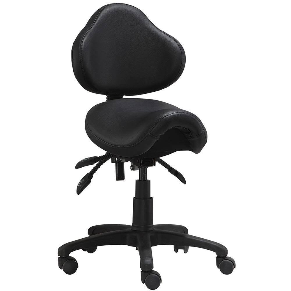 Rolling Saddle Stool with Adjustable Height and Backrest Q8416