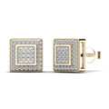 14K Yellow Gold Diamond Square Stud Earrings V80179