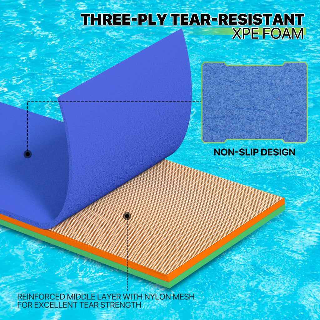 Blue 3-Layer XPE Foam Floating Water Mat U278117