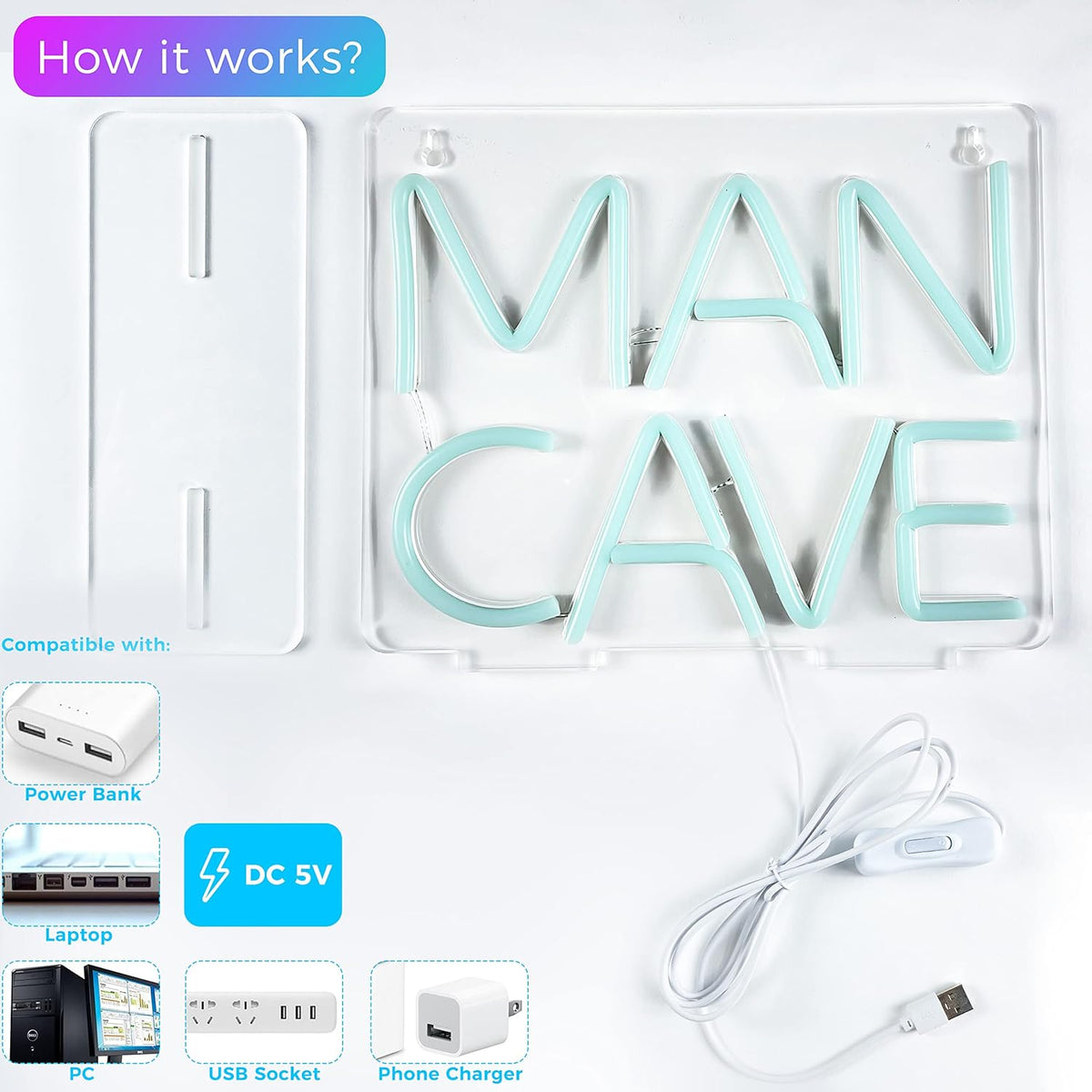 Pack of 2 Acrylic Neon Sign Light L23415