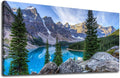 Canvas Wall Art Mountain and Lake Nature Picture Paintings - Long Canvas Artwork Moraine Lake Panoramic Contemporary Art 20 x 40 H10279