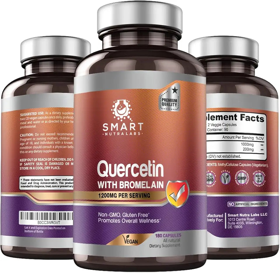 1200mg Quercetin with Bromelain 180 Count Vegan Non-GMO Gluten Free O5045