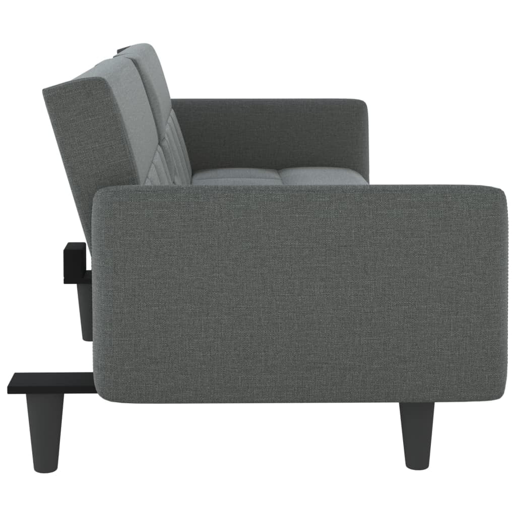 Dark Gray Fabric Sofa Bed with Cup Holders L334734