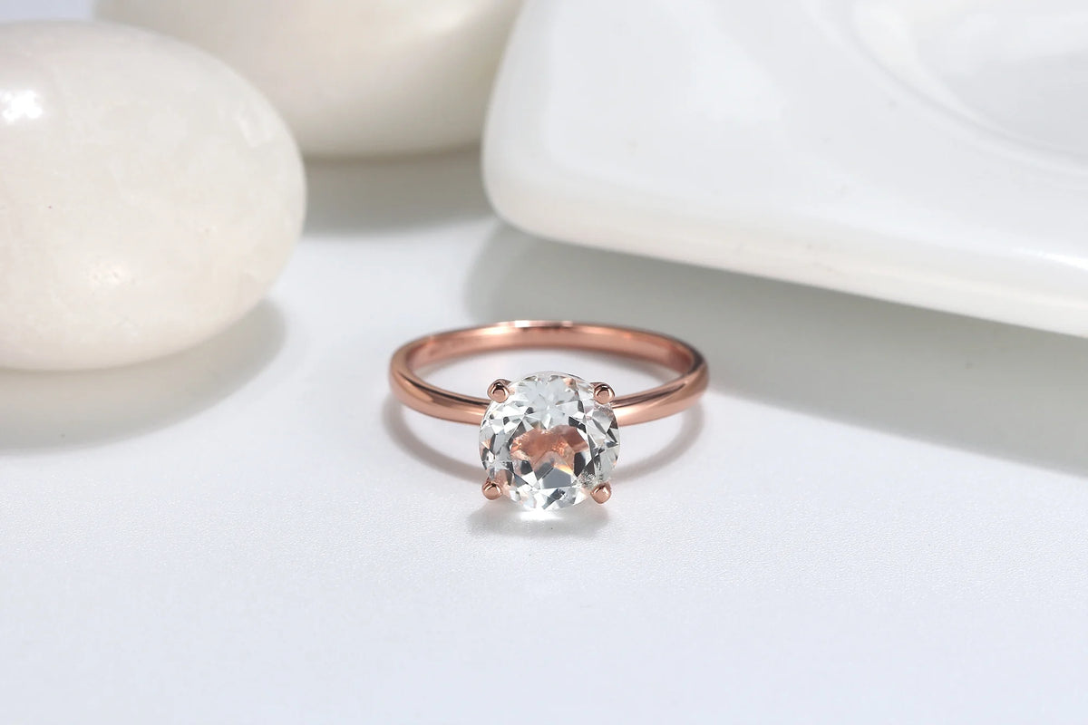 3Ct Topaz Rose Sterling Silver Engagement Ring C45571
