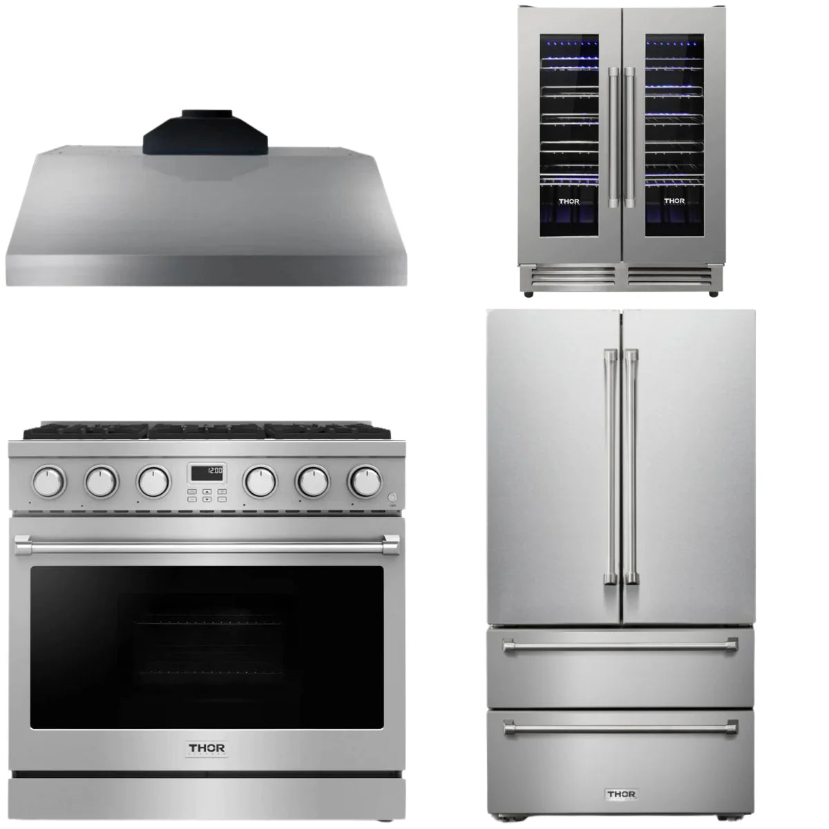 36 Gas Range, Range Hood, Refrigerator and Wine Cooler Z1310
