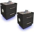 Black Nightstand with Drawers and Charging Station I9772