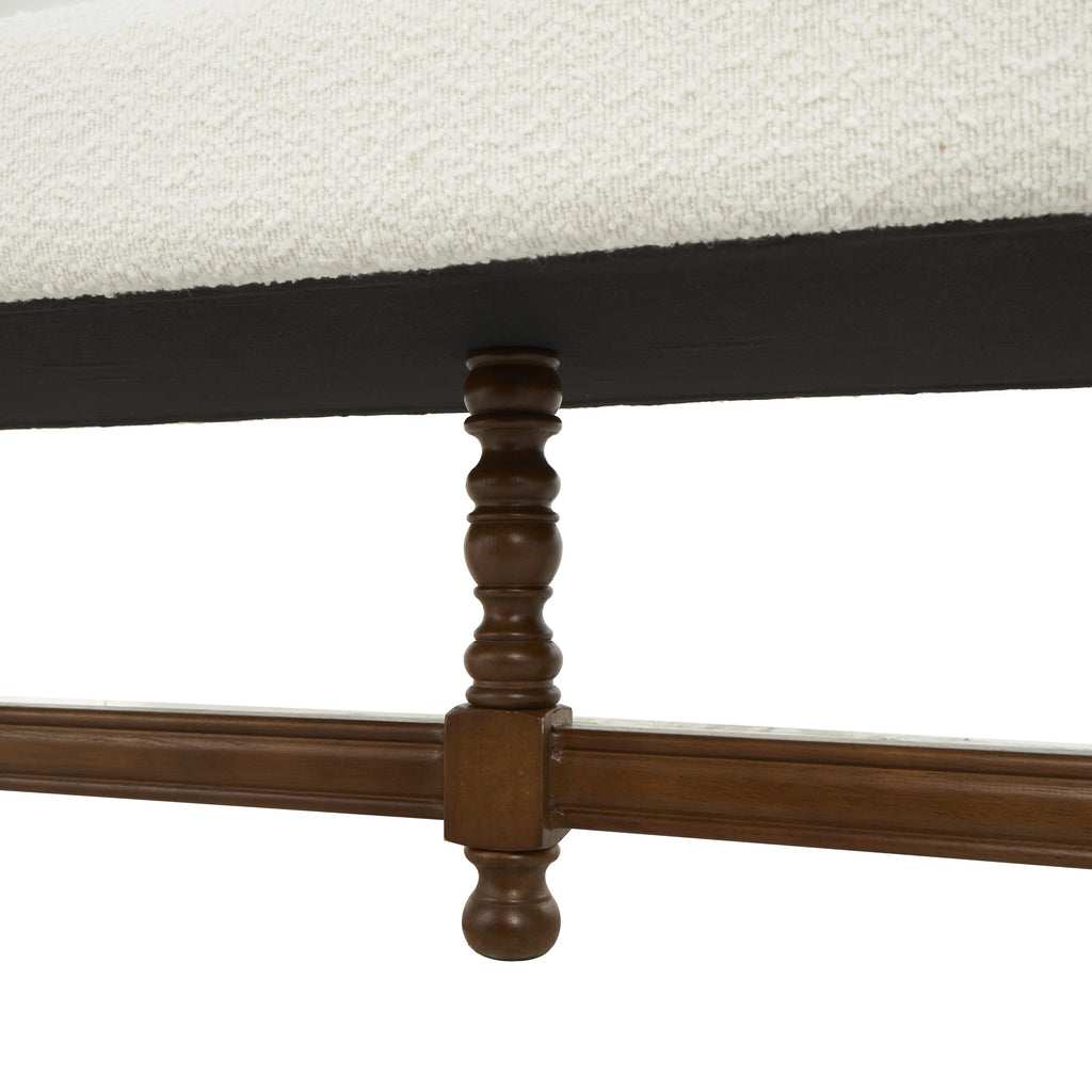 Fabric Bench with Brown Traditional Wood Turned Legs S32227