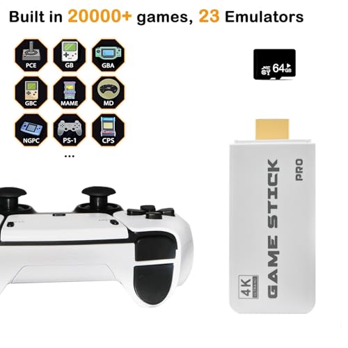 Wireless Retro Gaming Console Built-in 20000+ Classic Games, 4K HDMI, Dual 2.4G Wireless Controllers E767104