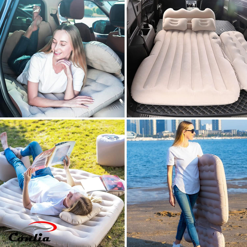 Beige Inflatable Car Air Mattress with Air Pump H404