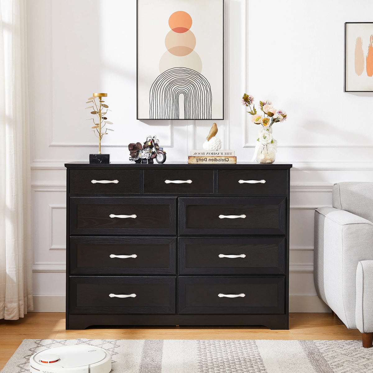 Black 9 Drawer Wood Dresser N475130