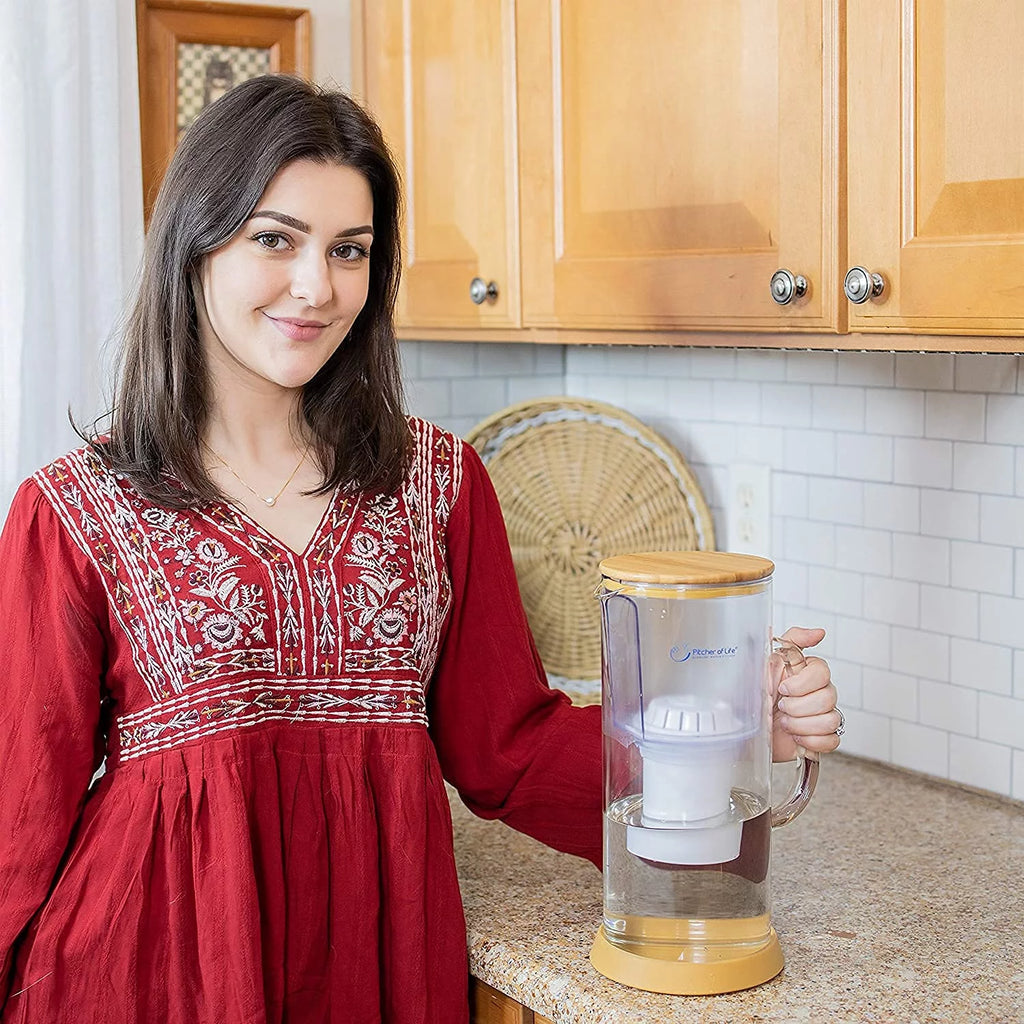 Alkaline Water Filter Pitcher with Bamboo Lid R9479