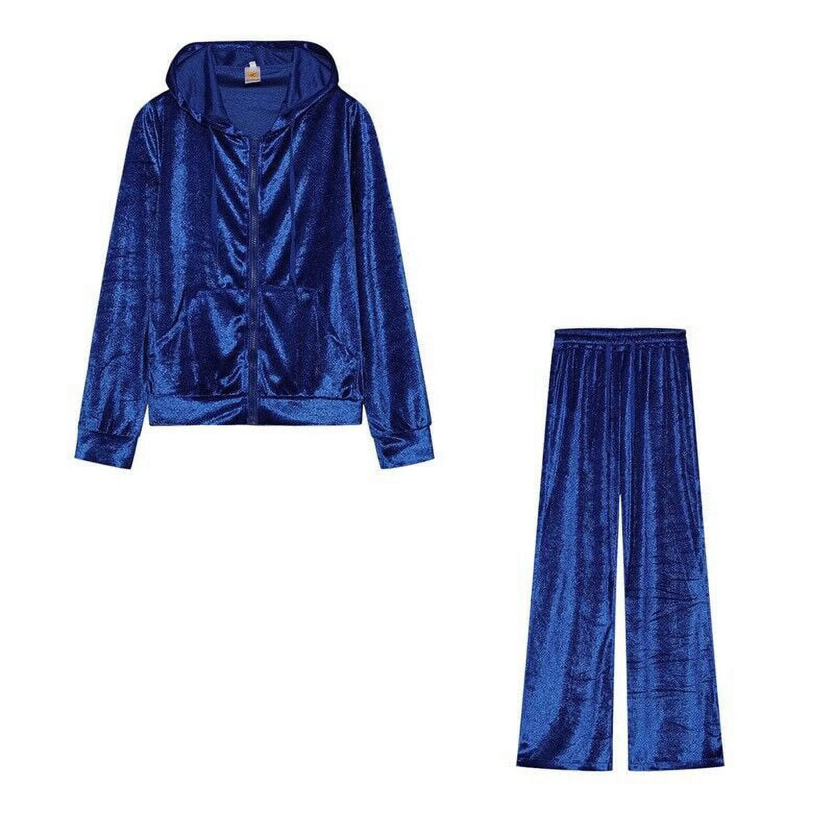 Velour 2-Piece Hoodie Tracksuit Set E75574